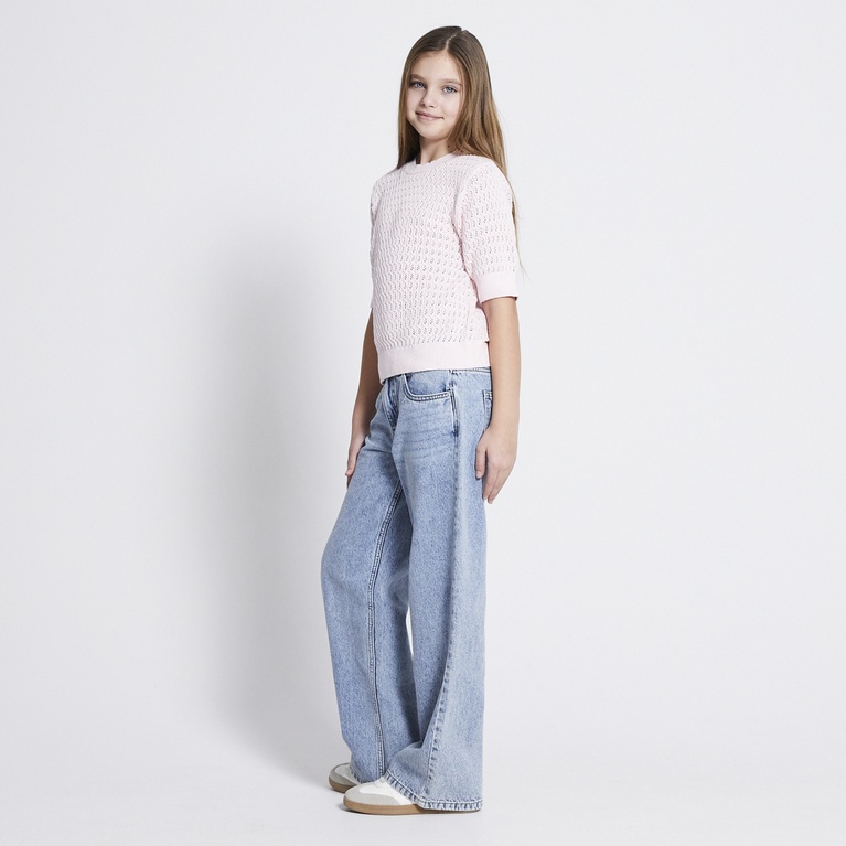 Crochet knit tee "Viola star" Soft Pink